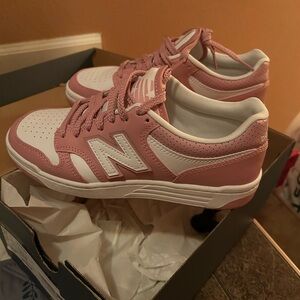 New Balance Blush and White Athletic Shoes